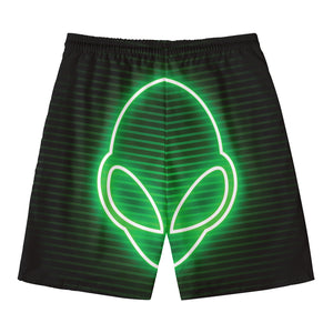 Green Light Alien Print Men's Swim Trunks