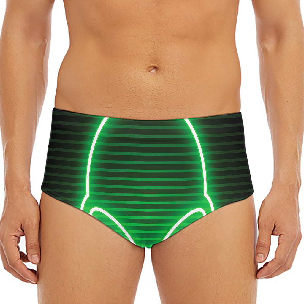 Green Light Alien Print Men's Triangle Swim Briefs