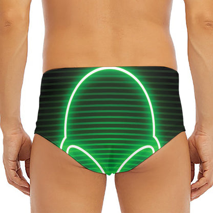 Green Light Alien Print Men's Triangle Swim Briefs