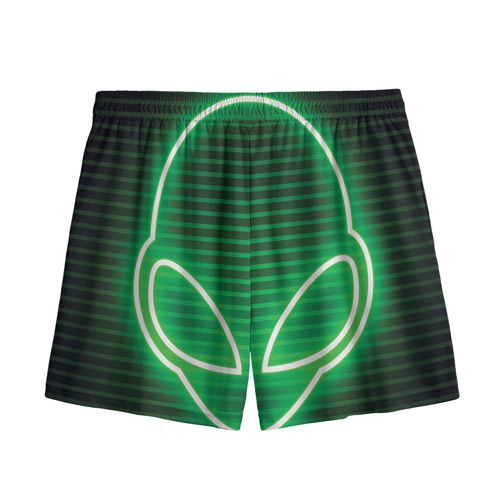 Green Light Alien Print Mesh Shorts