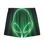 Green Light Alien Print Mesh Shorts