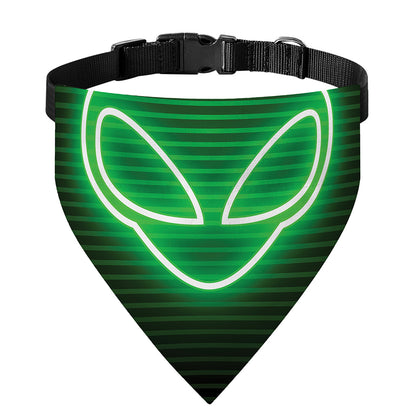 Green Light Alien Print Over The Collar Dog Bandana
