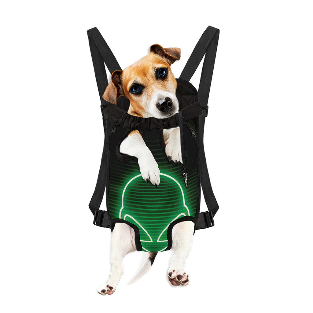 Green Light Alien Print Pet Carrier Backpack