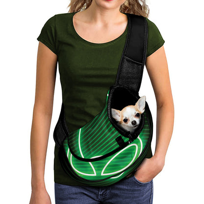 Green Light Alien Print Pet Sling Carrier