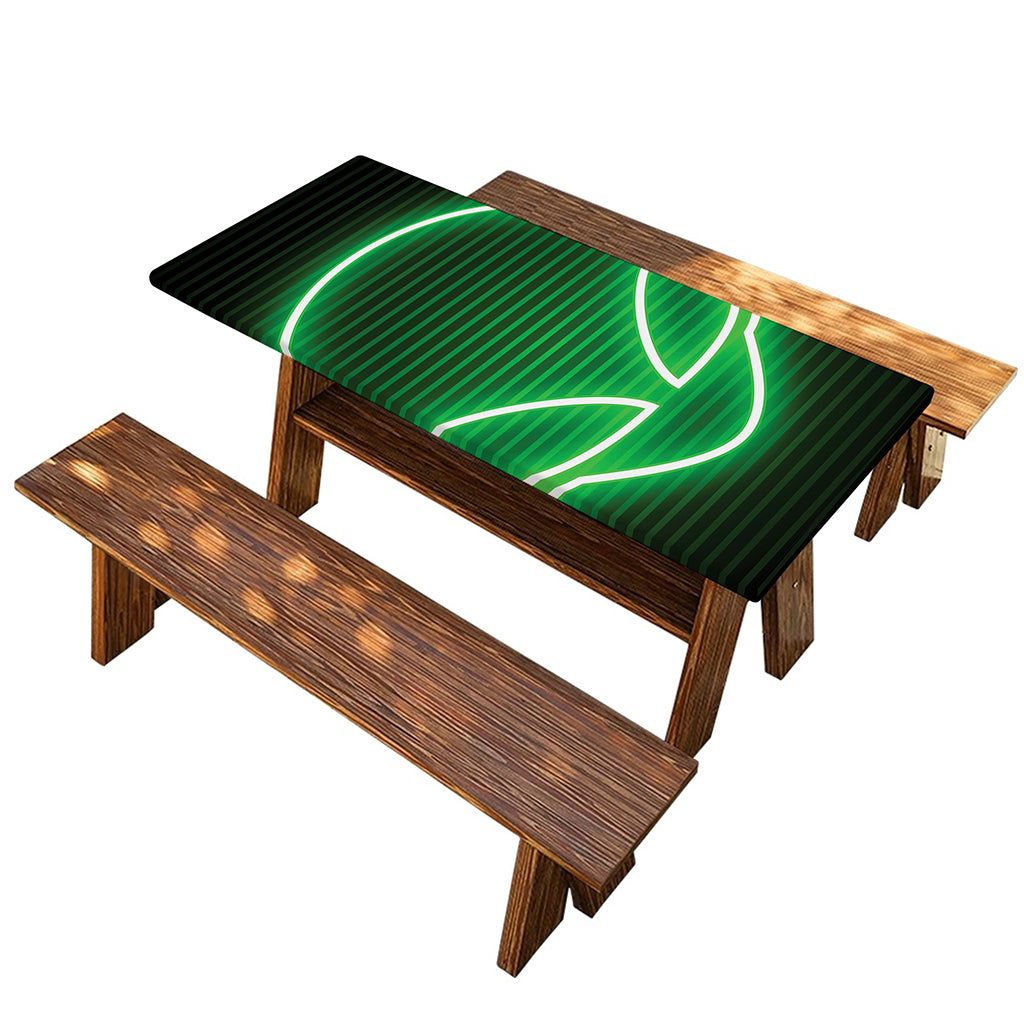 Green Light Alien Print Picnic Table Cover