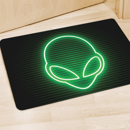 Green Light Alien Print Polyester Doormat