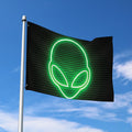 Green Light Alien Print Polyester Flag