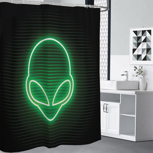 Green Light Alien Print Premium Shower Curtain