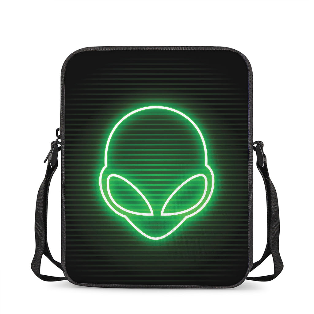 Green Light Alien Print Rectangular Crossbody Bag
