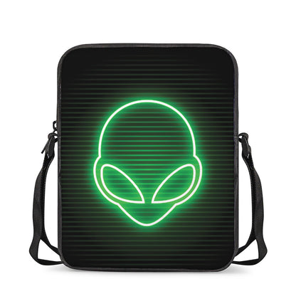 Green Light Alien Print Rectangular Crossbody Bag