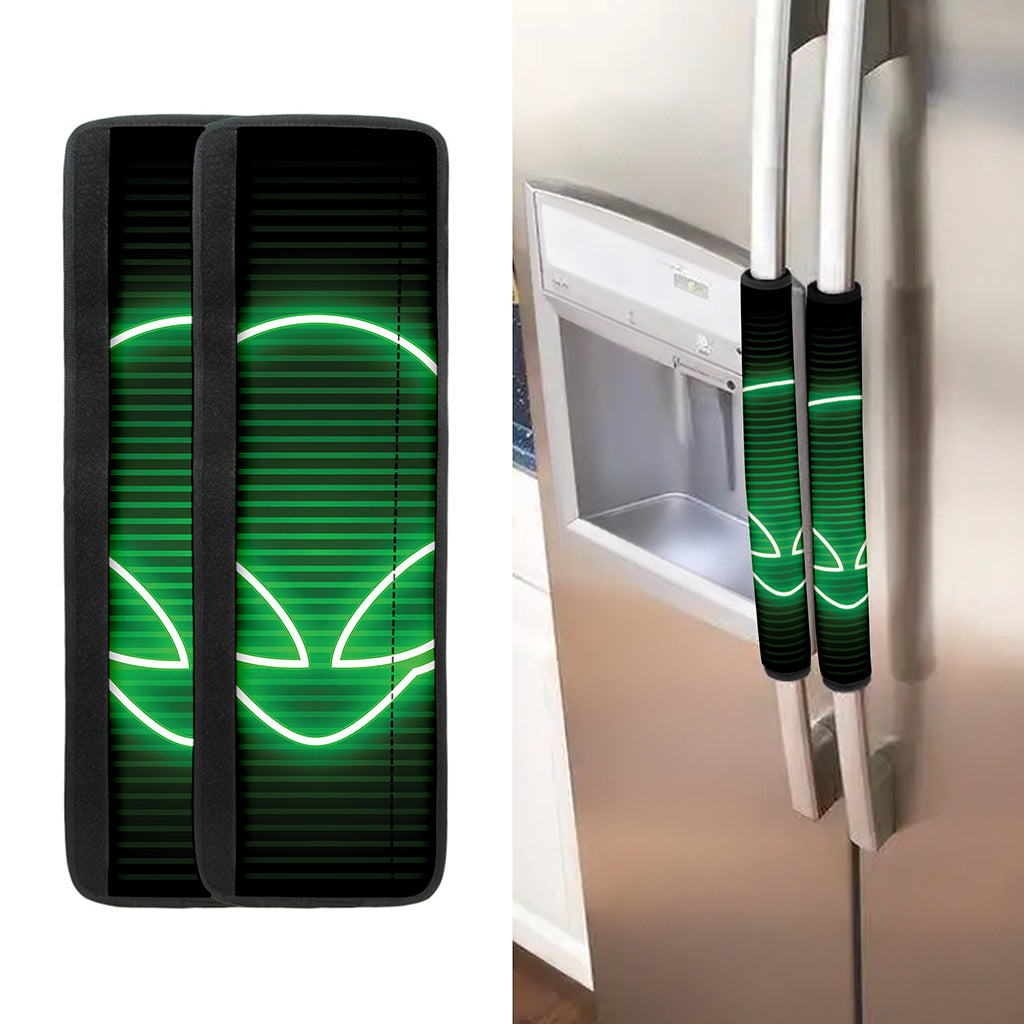 Green Light Alien Print Refrigerator Handle Covers