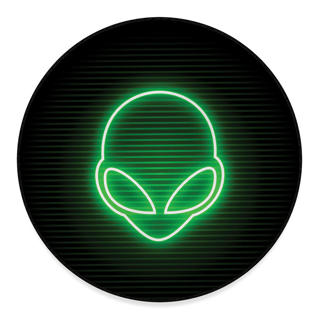 Green Light Alien Print Round Floor Mat