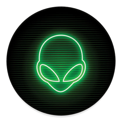 Green Light Alien Print Round Floor Mat