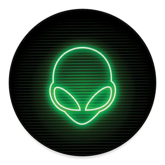 Green Light Alien Print Round Floor Mat