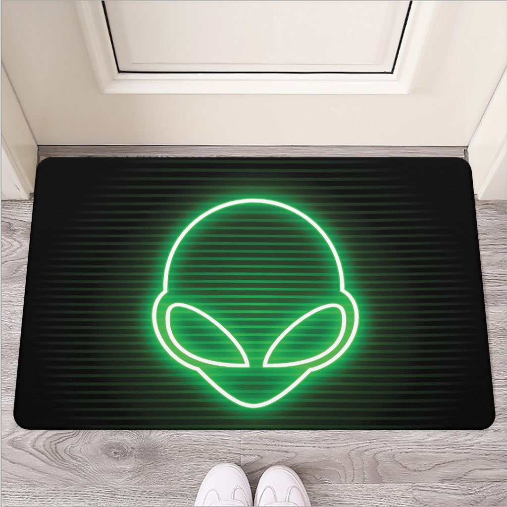 Green Light Alien Print Rubber Doormat