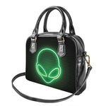 Green Light Alien Print Shoulder Handbag