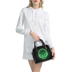 Green Light Alien Print Shoulder Handbag