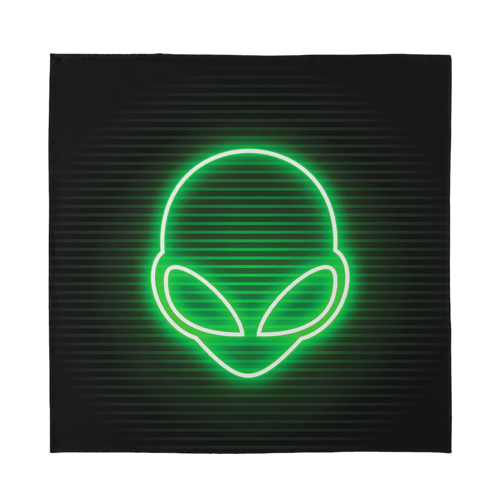 Green Light Alien Print Silk Bandana