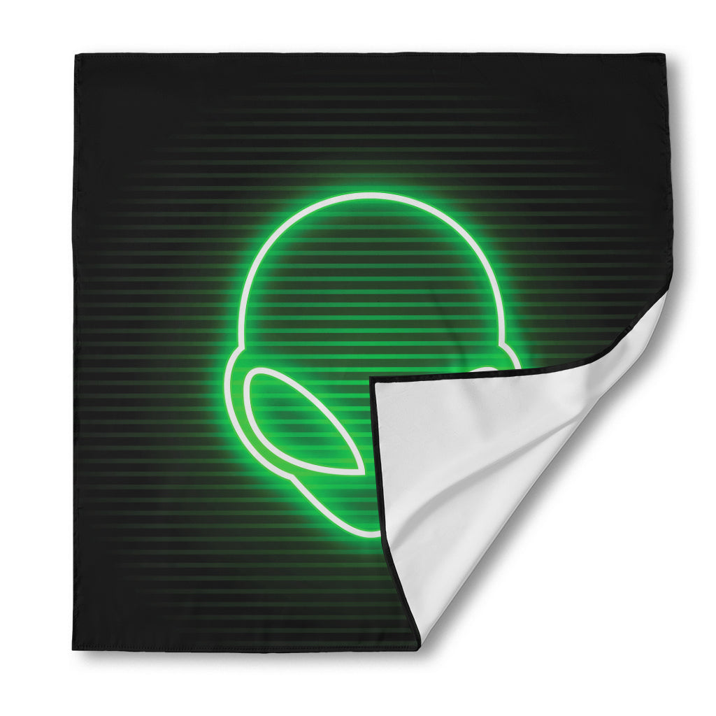 Green Light Alien Print Silk Bandana