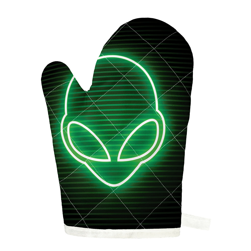 Green Light Alien Print Single Oven Mitt