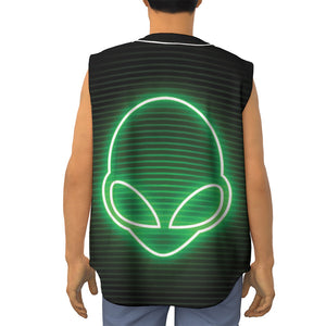 Green Light Alien Print Sleeveless Baseball Jersey