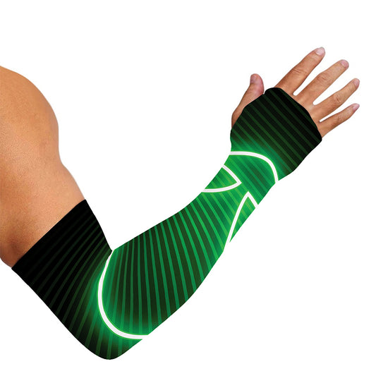 Green Light Alien Print Sun Protection Arm Sleeves