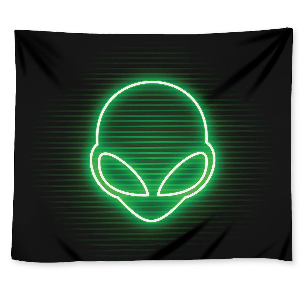 Green Light Alien Print Tapestry
