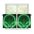 Green Light Alien Print Tier Curtains