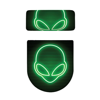 Green Light Alien Print Toilet Lid And Tank Cover Set
