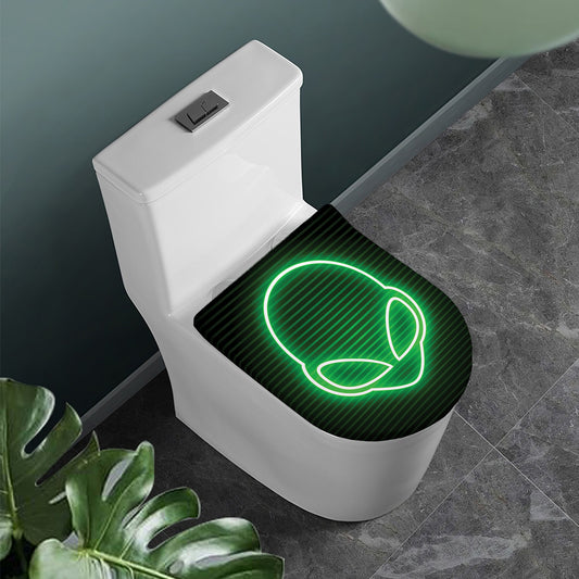 Green Light Alien Print Toilet Lid Cover