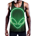 Green Light Alien Print Men's Workout Tank Top