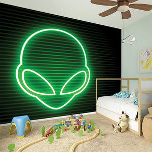 Green Light Alien Print Wall Sticker