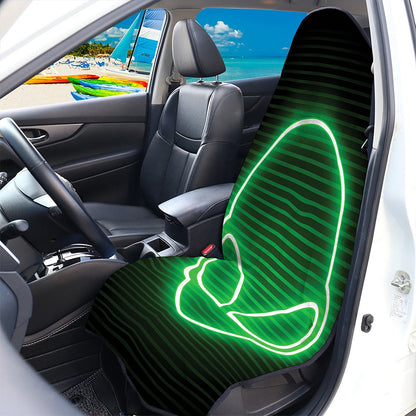 Green Light Alien Print Waterproof Car Seat Cover