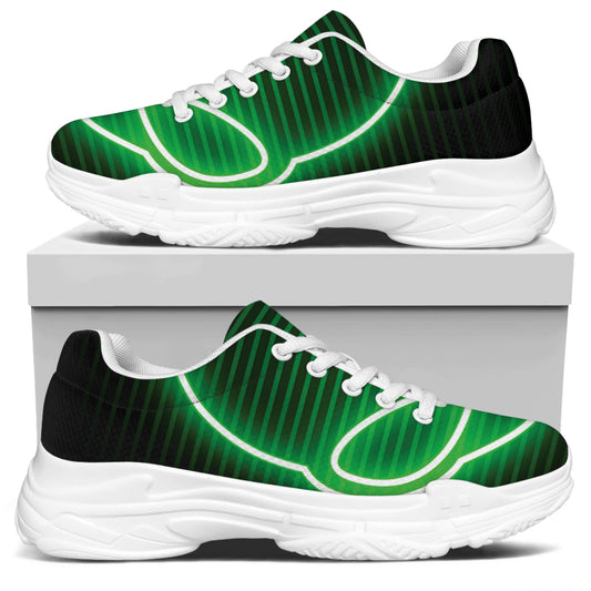 Green Light Alien Print White Chunky Shoes