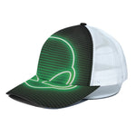 Green Light Alien Print White Mesh Trucker Cap