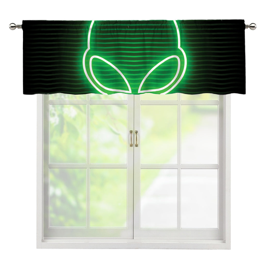 Green Light Alien Print Window Valance