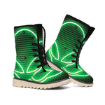 Green Light Alien Print Winter Boots