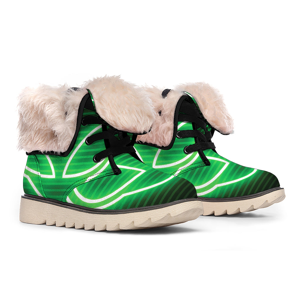 Green Light Alien Print Winter Boots