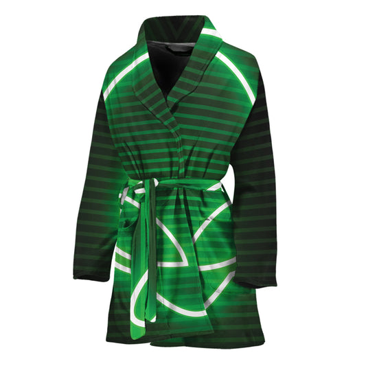 Green Light Alien Print Women's Bathrobe