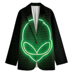 Green Light Alien Print Women's Cotton Blazer