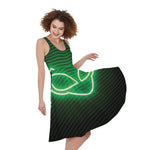 Green Light Alien Print Women's Sleeveless Dress