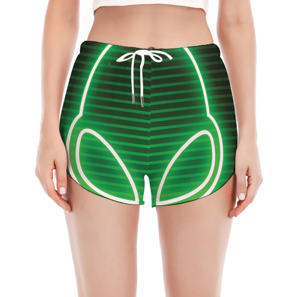 Green Light Alien Print Women's Split Running Shorts