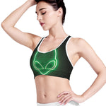 Green Light Alien Print Women's Sports Bra