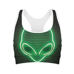 Green Light Alien Print Women's Sports Bra