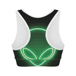 Green Light Alien Print Women's Sports Bra