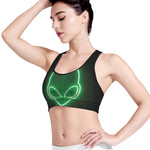 Green Light Alien Print Women's Sports Bra