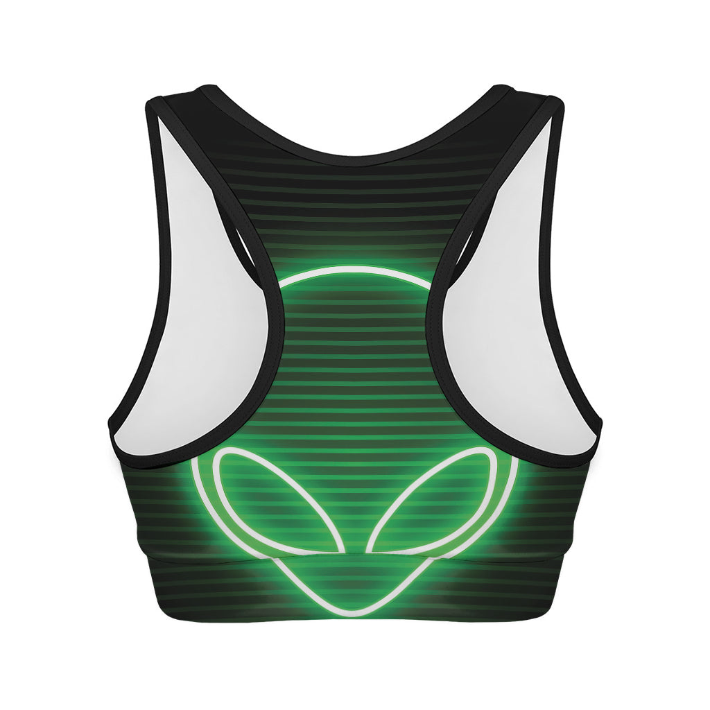 Green Light Alien Print Women's Sports Bra