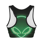 Green Light Alien Print Women's Sports Bra