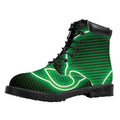 Green Light Alien Print Padded Collar Lace Up Boots
