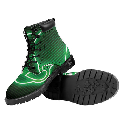 Green Light Alien Print Work Boots